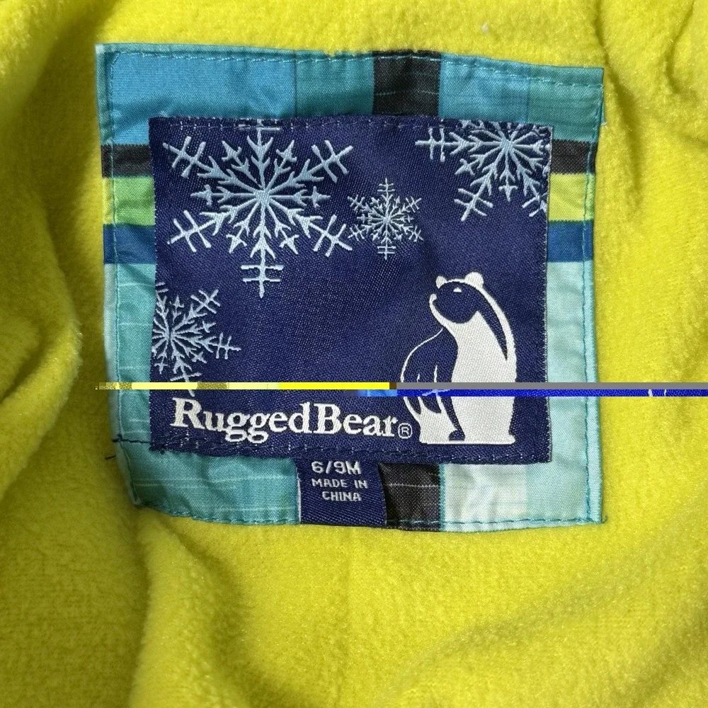Rugged Bear‎ Snowsuit 6-9 Months Blue Green Plaid Insulated Hand/feet Covers